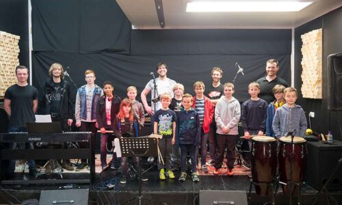 Staff and students at the band experience