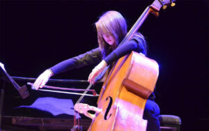 Jess playing the double bass