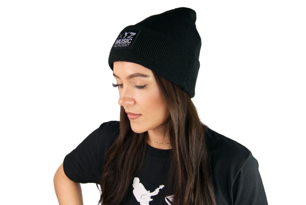 Tyler wearing the XYZ Music Academy Beanie