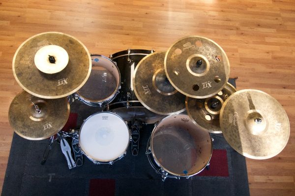 Overhead shot of drum kit